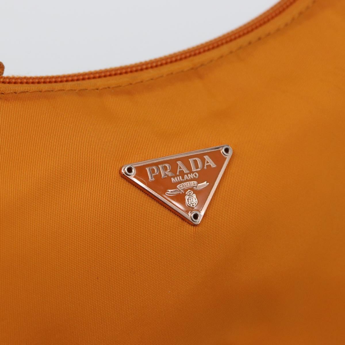 PRADA Hand Bag Nylon Orange Gold Auth ARZ521V