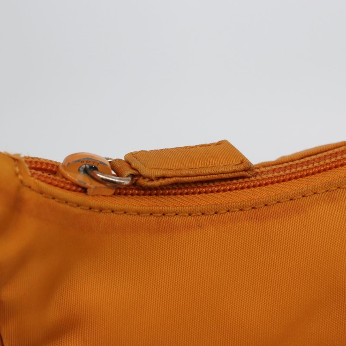 PRADA Hand Bag Nylon Orange Gold Auth ARZ521V