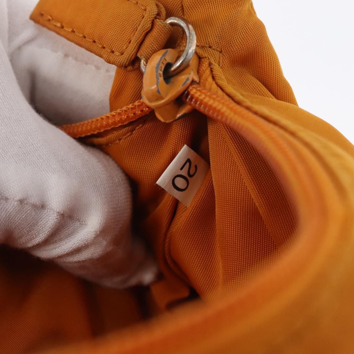 PRADA Hand Bag Nylon Orange Gold Auth ARZ521V