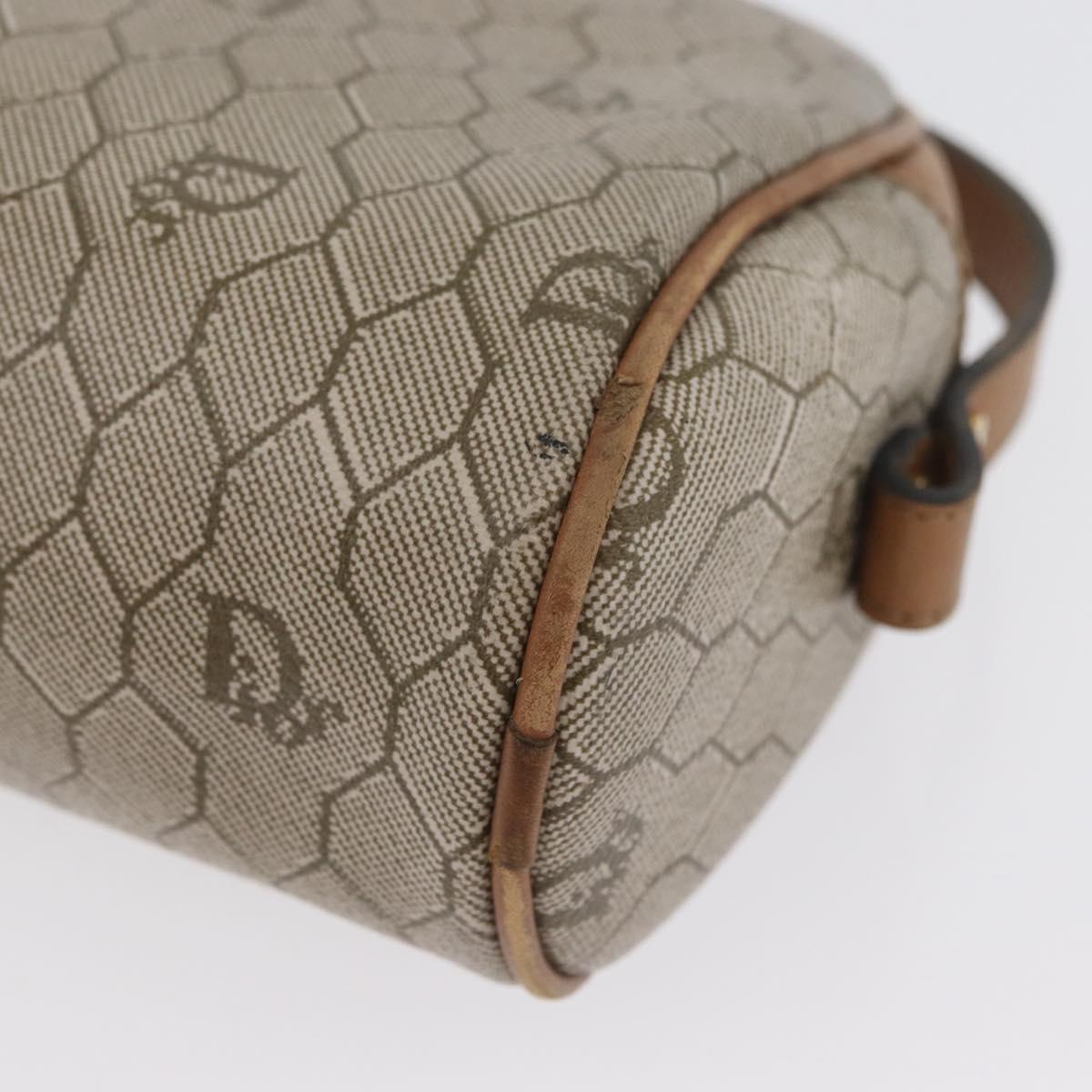 Christian Dior Honeycomb Canvas Shoulder Bag PVC Beige Gold Auth ARZ525