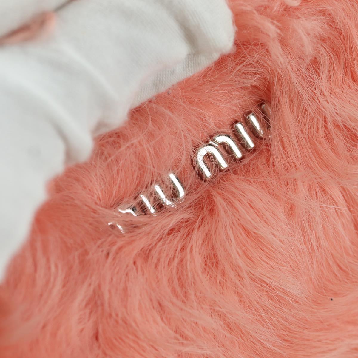 Miu Miu Chain Shoulder Bag fur Pink Silver Auth ARZ527M
