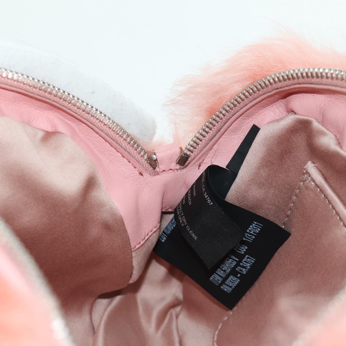 Miu Miu Chain Shoulder Bag fur Pink Silver Auth ARZ527M