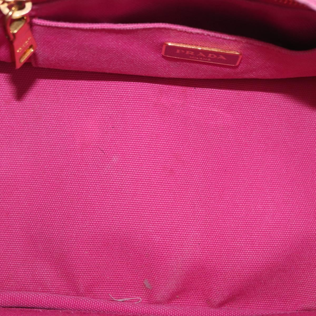 PRADA Canapa PM Hand Bag Canvas 2way Pink Gold Auth ARZ534
