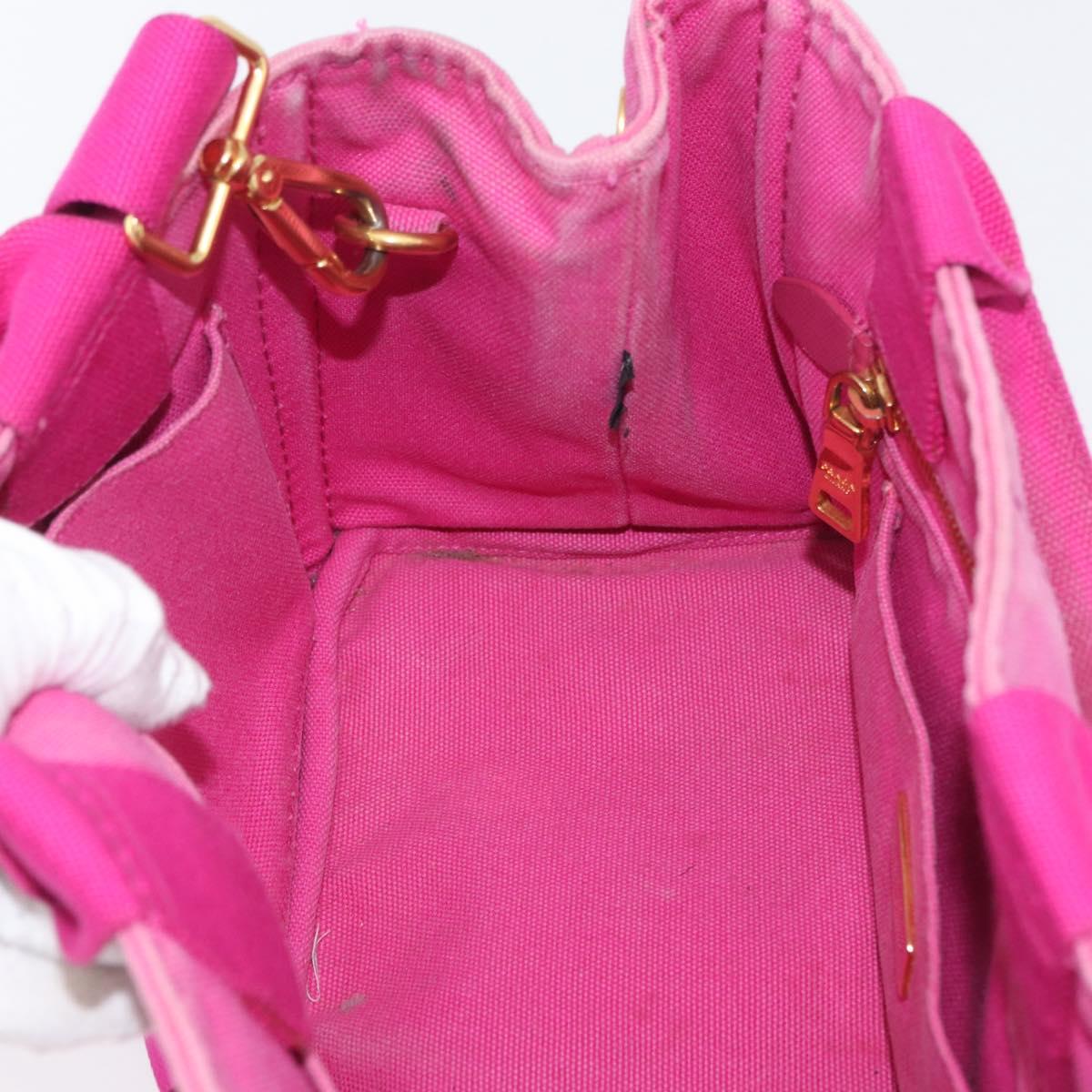 PRADA Canapa PM Hand Bag Canvas 2way Pink Gold Auth ARZ534