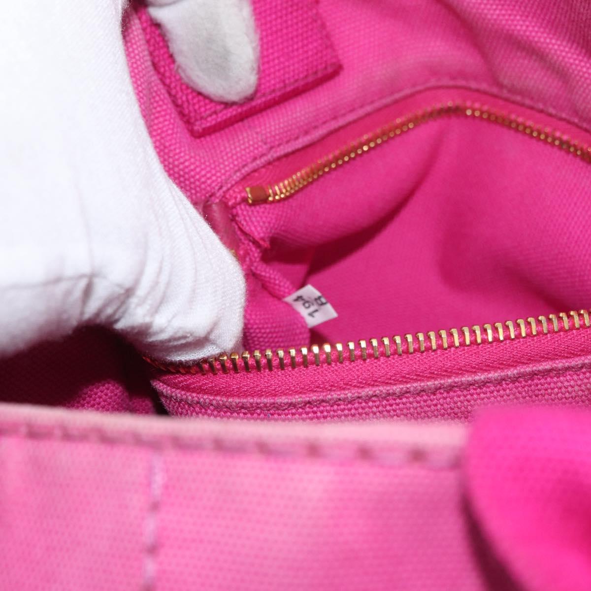 PRADA Canapa PM Hand Bag Canvas 2way Pink Gold Auth ARZ534