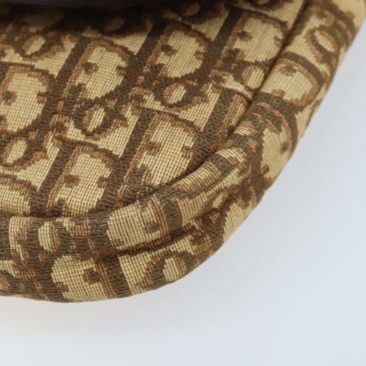 Christian Dior Trotter Canvas Shoulder Bag Beige Gold Auth ARZ539