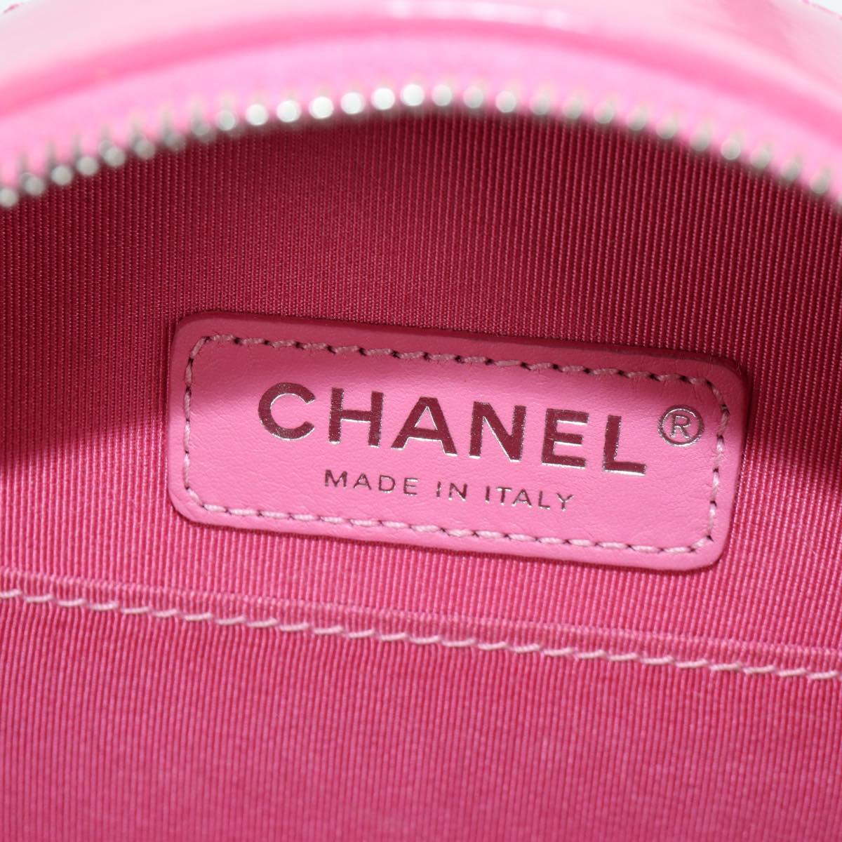CHANEL Chain Shoulder Bag Patent leather Pink Silver CC Auth ARZ544SAM