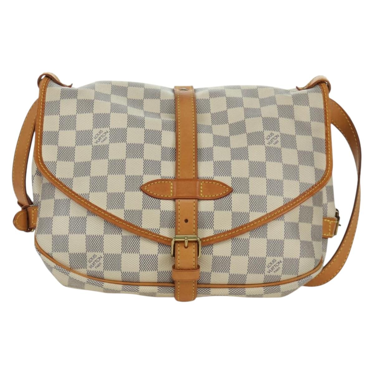 LOUIS VUITTON Damier Azur Saumur 30 Shoulder Bag SPO N48202 LV Auth ARZ546V