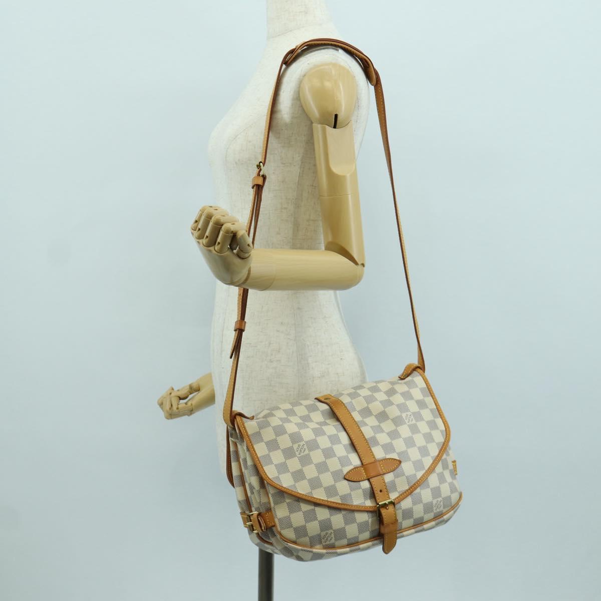 LOUIS VUITTON Damier Azur Saumur 30 Shoulder Bag SPO N48202 LV Auth ARZ546V