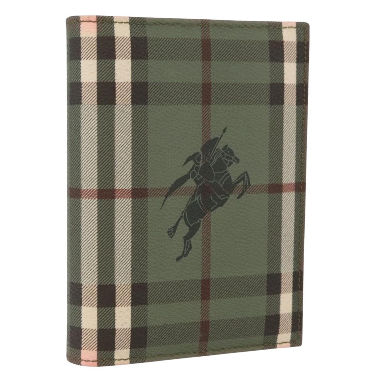 BURBERRY Nova Check Day Planner Cover PVC Leather Green Auth ARZ548