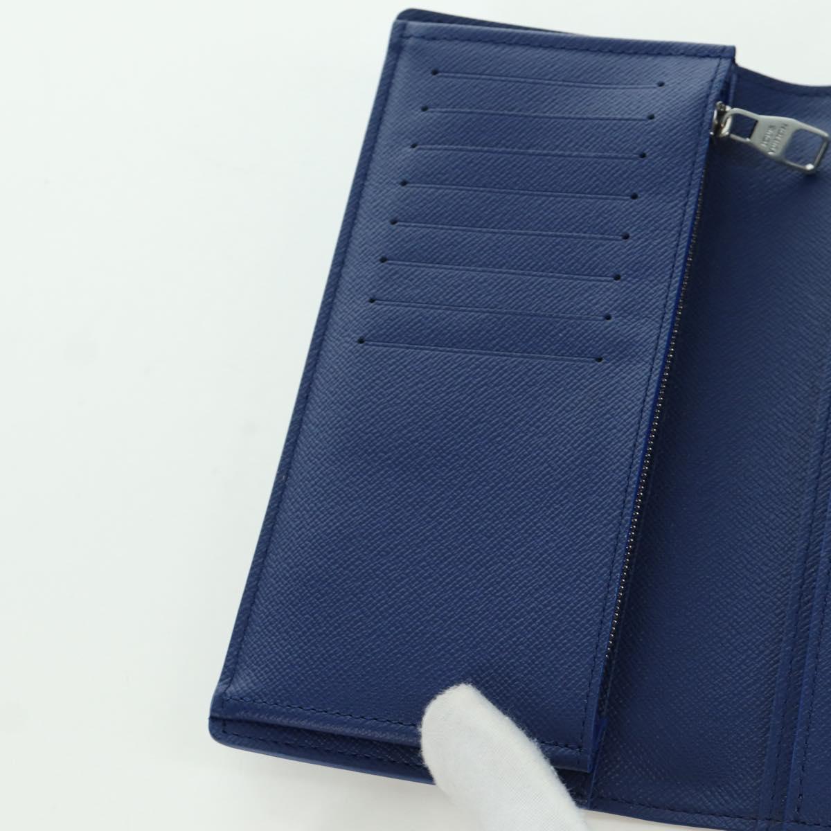 LOUIS VUITTON Monogram Brazza Portefeuille Long Wallet Blue M25985 Auth ARZ553SM