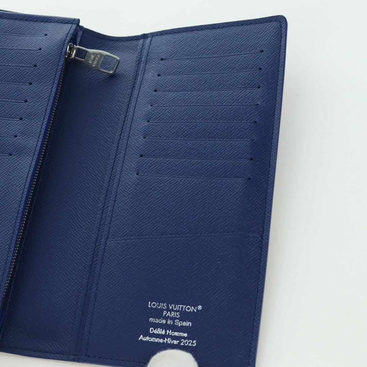LOUIS VUITTON Monogram Brazza Portefeuille Long Wallet Blue M25985 Auth ARZ553SM
