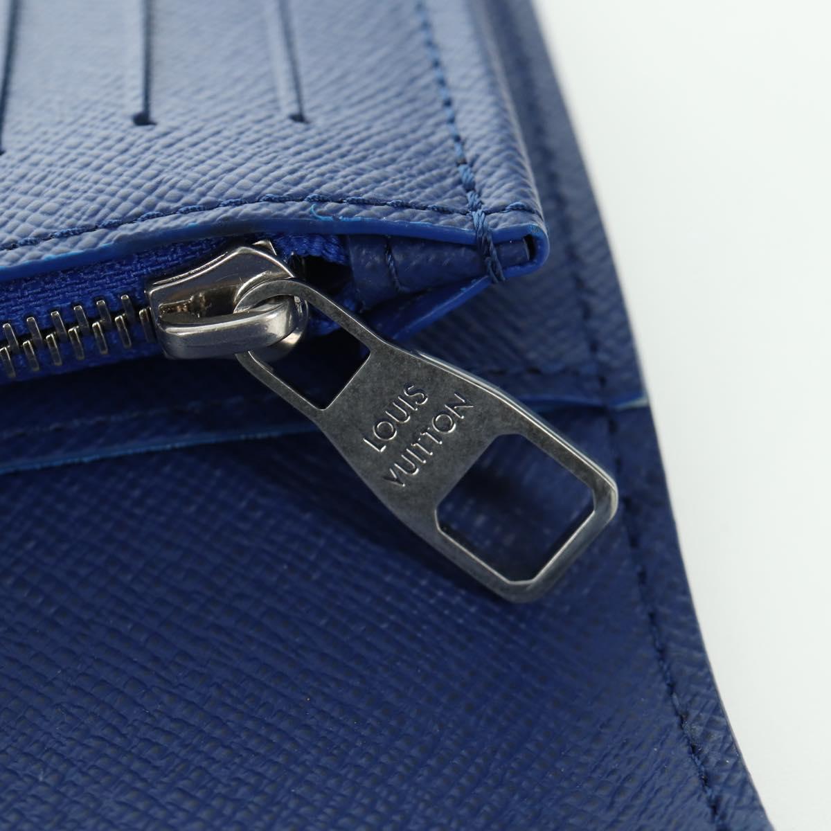 LOUIS VUITTON Monogram Brazza Portefeuille Long Wallet Blue M25985 Auth ARZ553SM