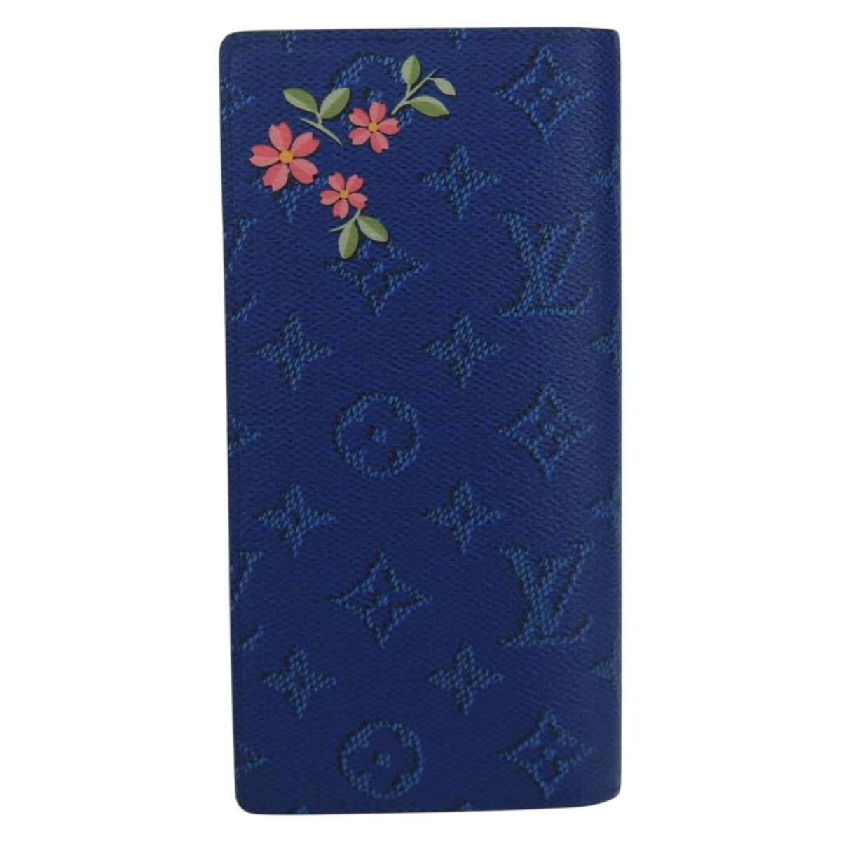 LOUIS VUITTON Monogram Brazza Portefeuille Long Wallet Blue M25985 Auth ARZ553SM