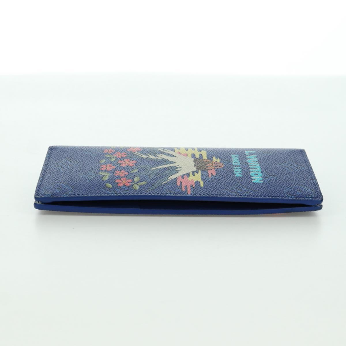 LOUIS VUITTON Monogram Brazza Portefeuille Long Wallet Blue M25985 Auth ARZ553SM