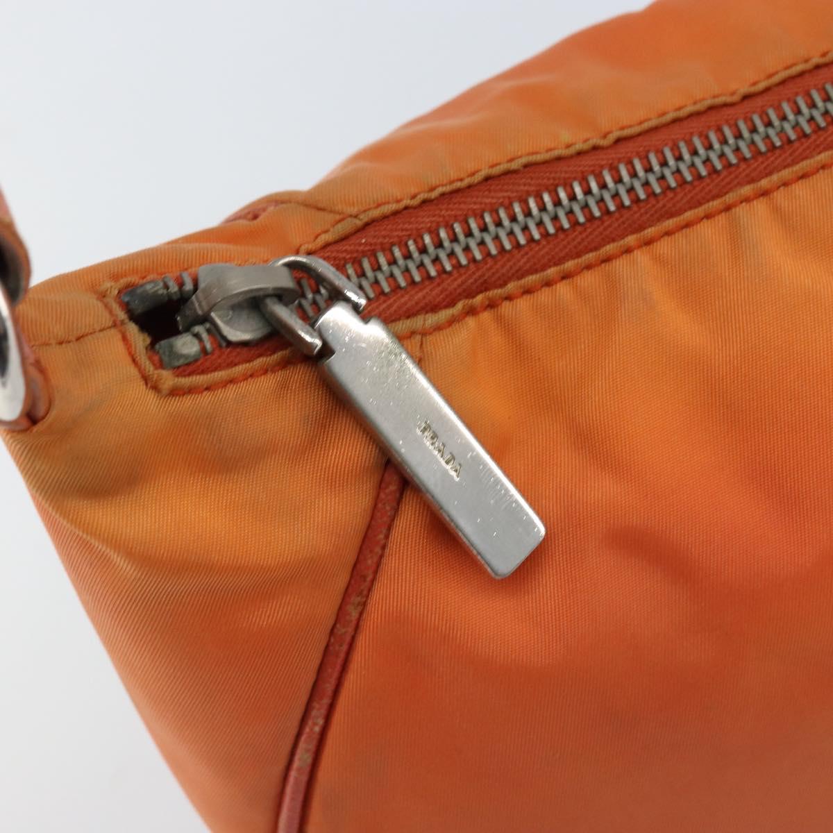 PRADA Shoulder Bag Nylon Orange Silver Auth ARZ559A