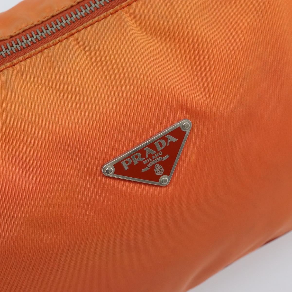 PRADA Shoulder Bag Nylon Orange Silver Auth ARZ559A