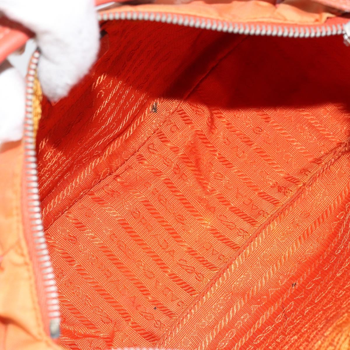 PRADA Shoulder Bag Nylon Orange Silver Auth ARZ559A