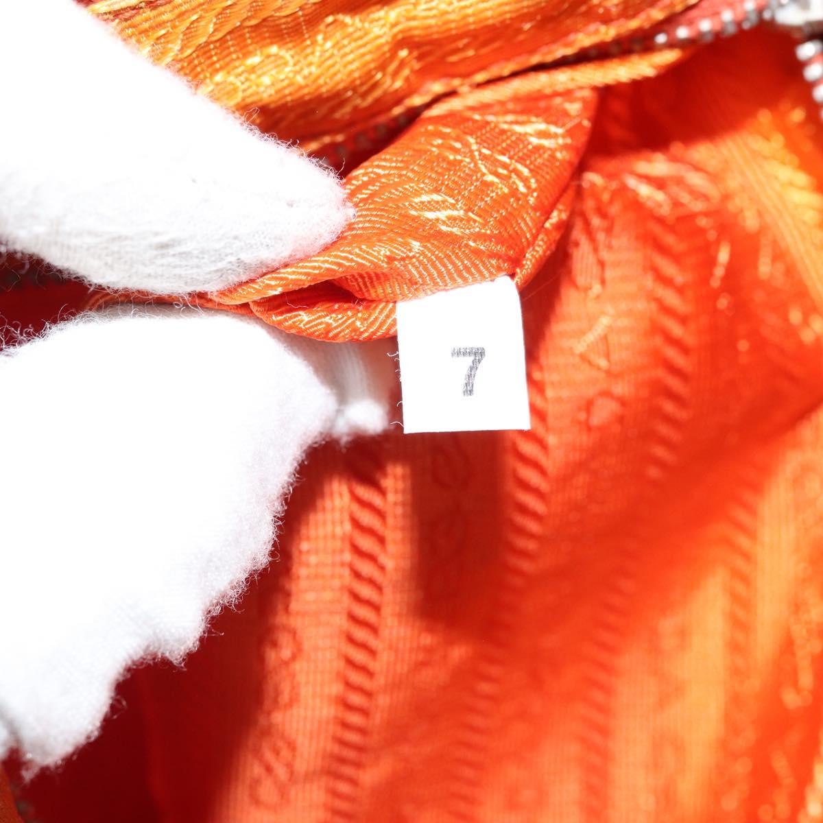 PRADA Shoulder Bag Nylon Orange Silver Auth ARZ559A