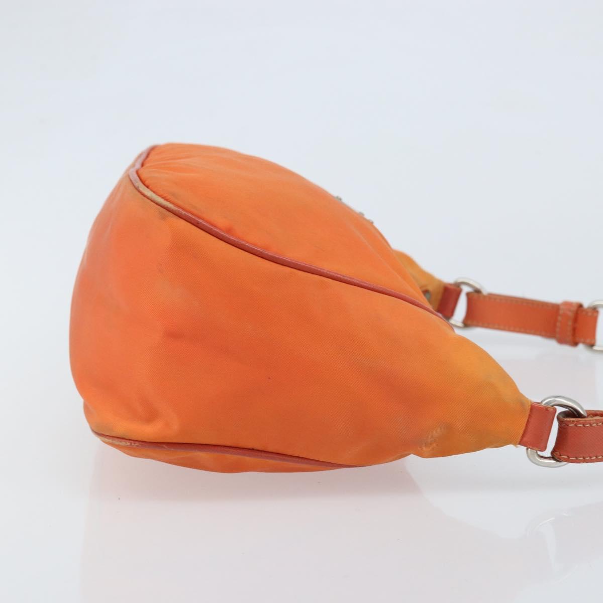 PRADA Shoulder Bag Nylon Orange Silver Auth ARZ559A