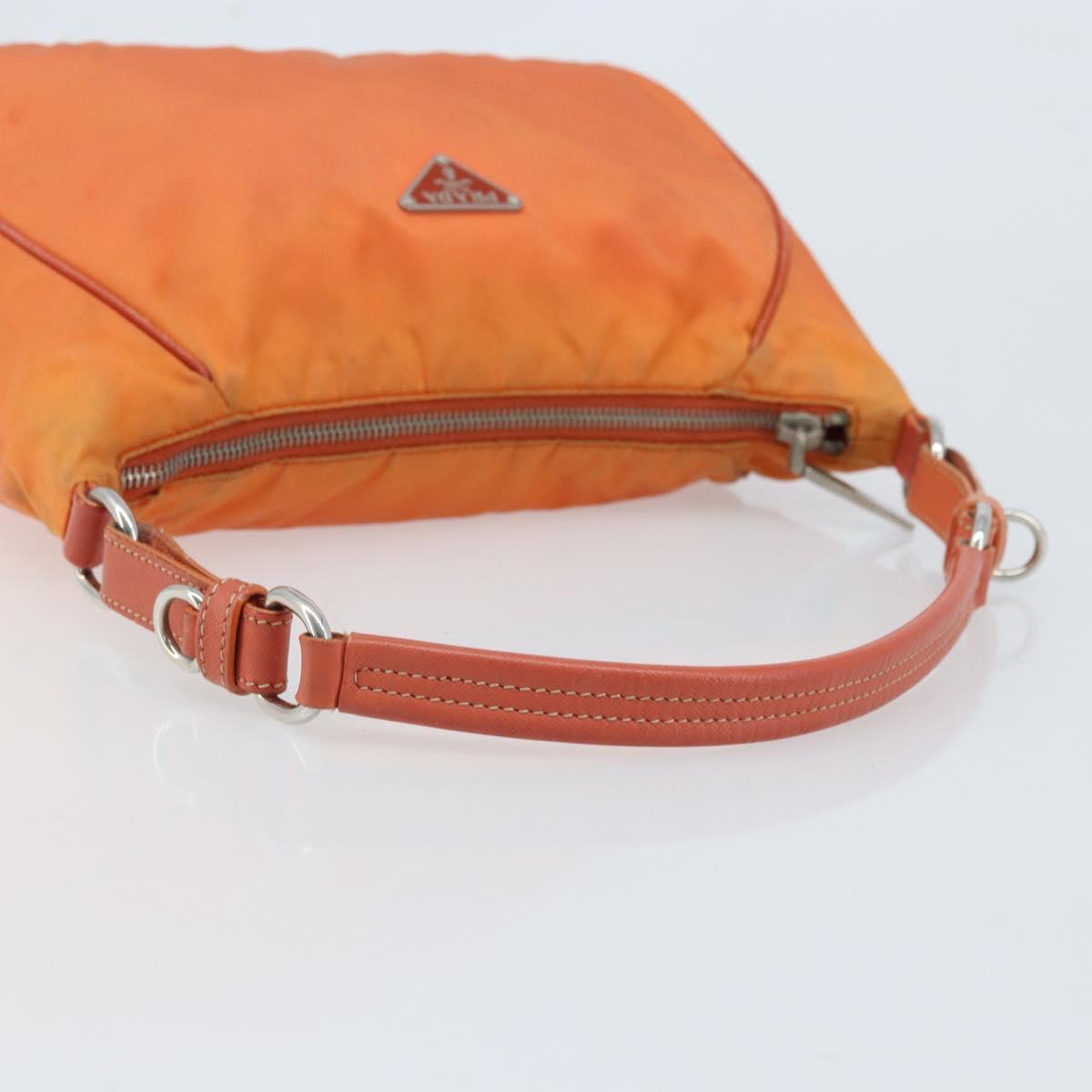 PRADA Shoulder Bag Nylon Orange Silver Auth ARZ559A