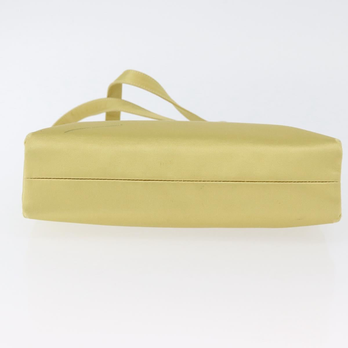 PRADA Tote Bag Satin Yellow Gold Auth ARZ560