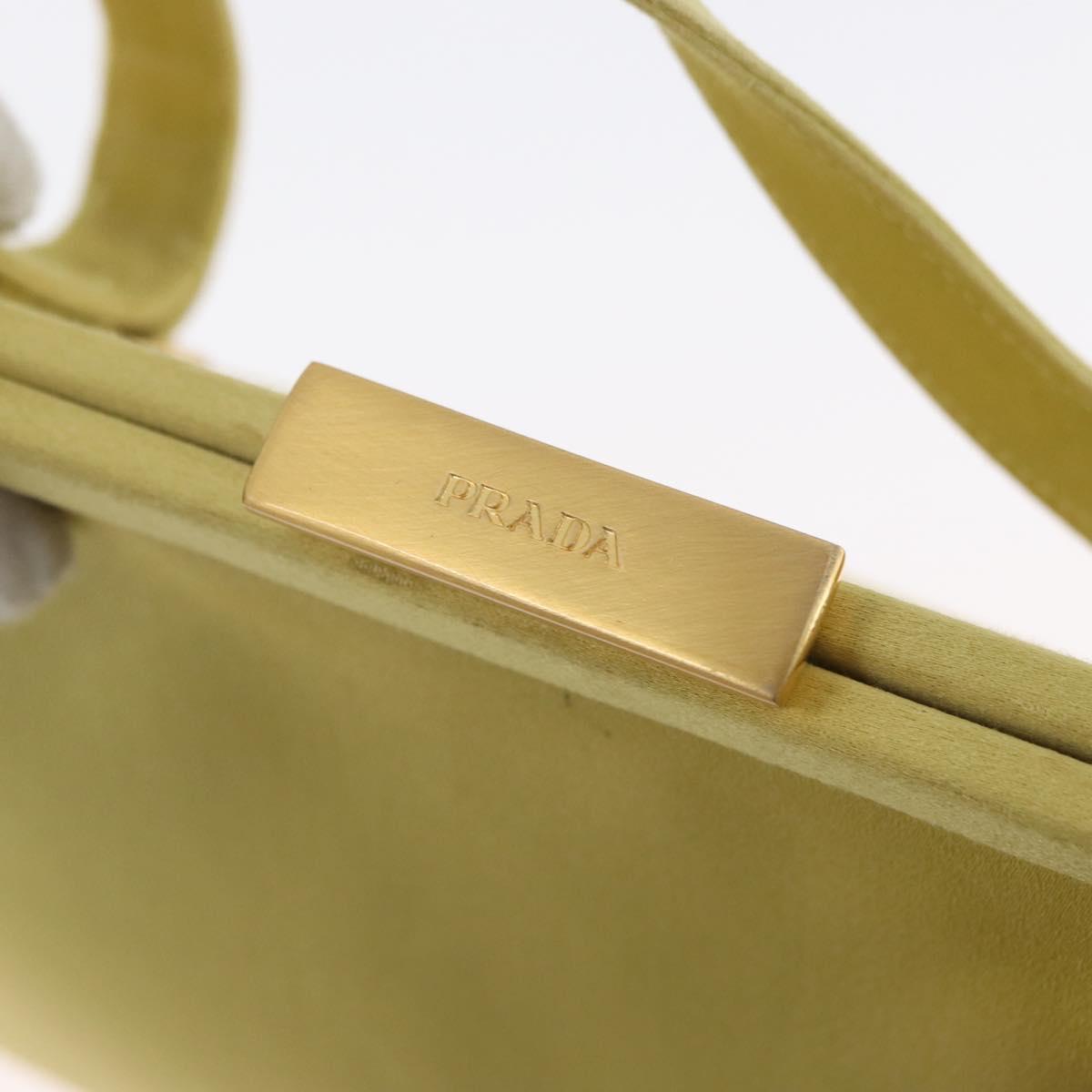 PRADA Tote Bag Satin Yellow Gold Auth ARZ560