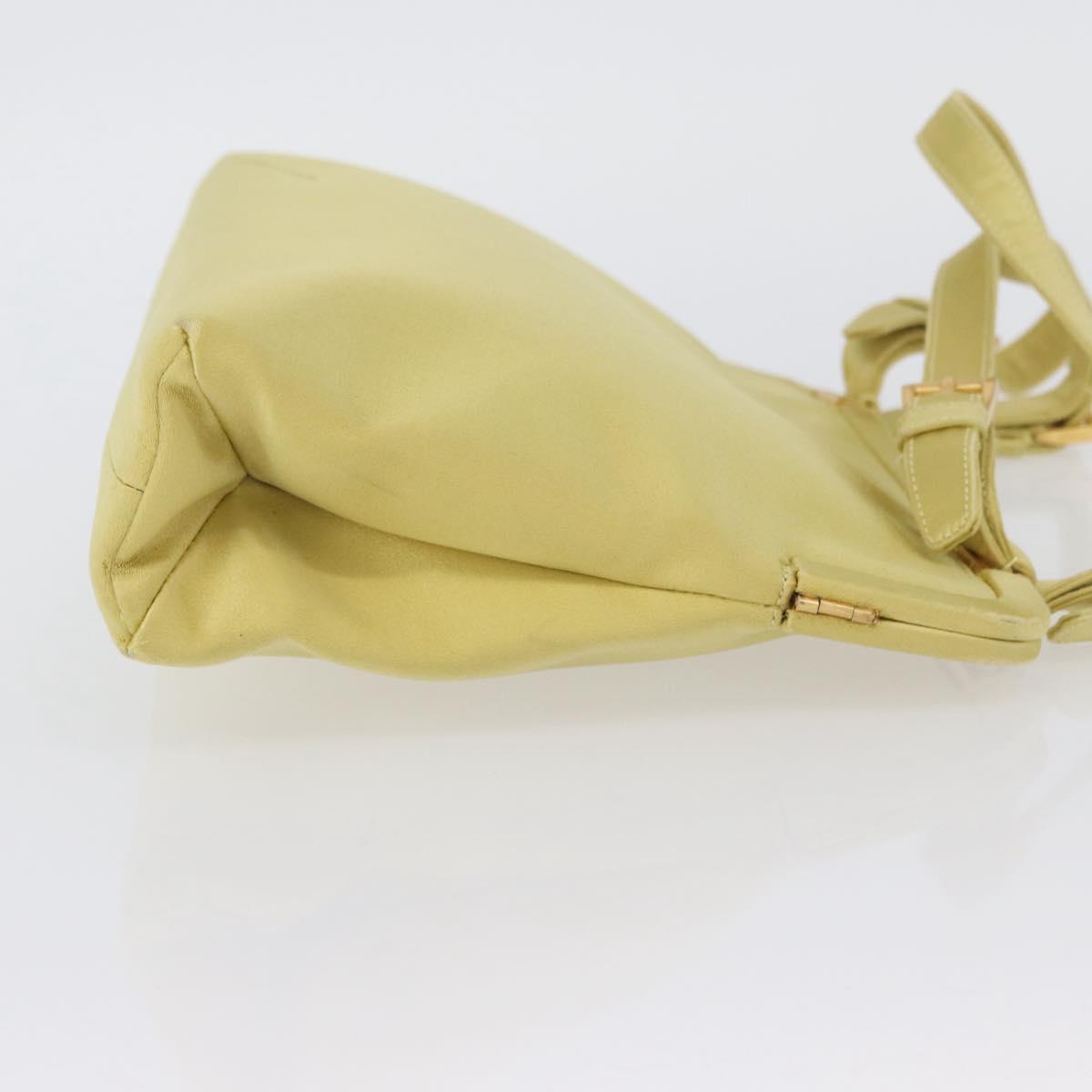 PRADA Tote Bag Satin Yellow Gold Auth ARZ560