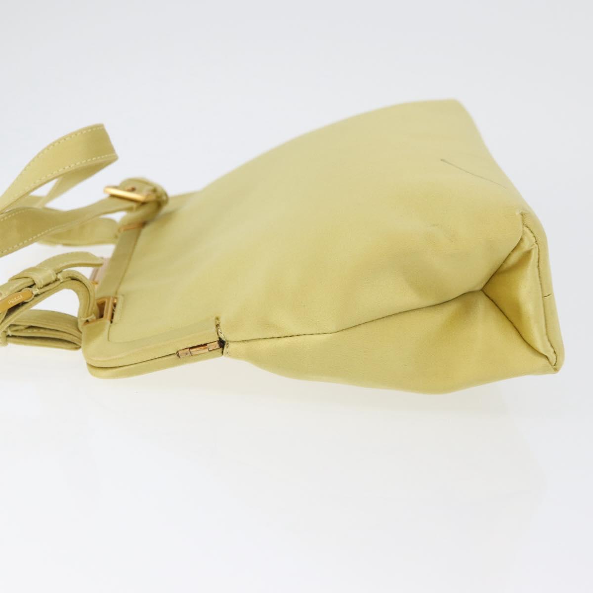 PRADA Tote Bag Satin Yellow Gold Auth ARZ560