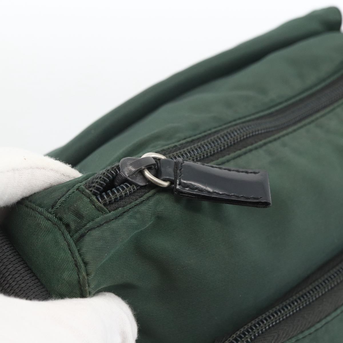 PRADA Shoulder Bag Nylon Green Silver Auth ARZ561