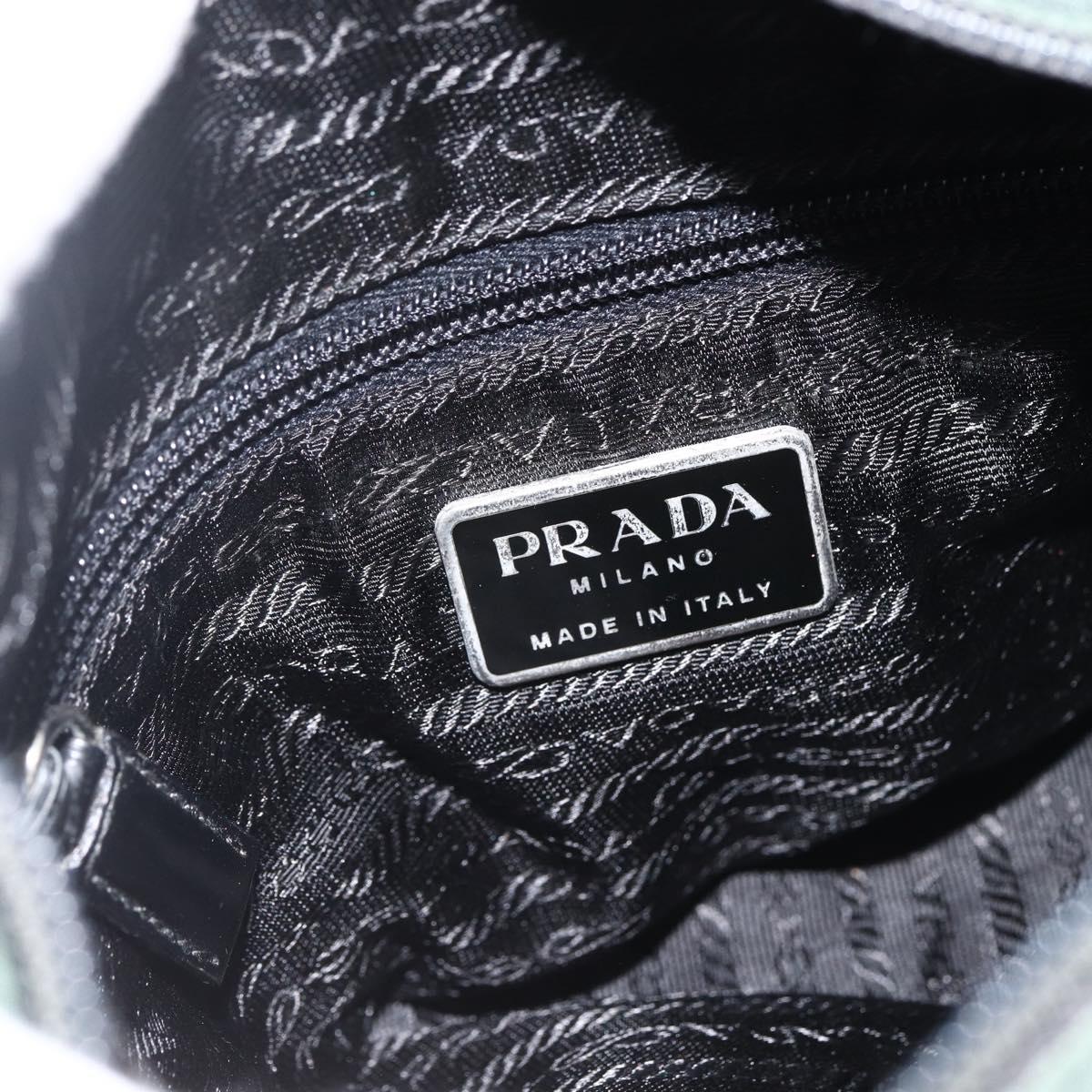 PRADA Shoulder Bag Nylon Green Silver Auth ARZ561