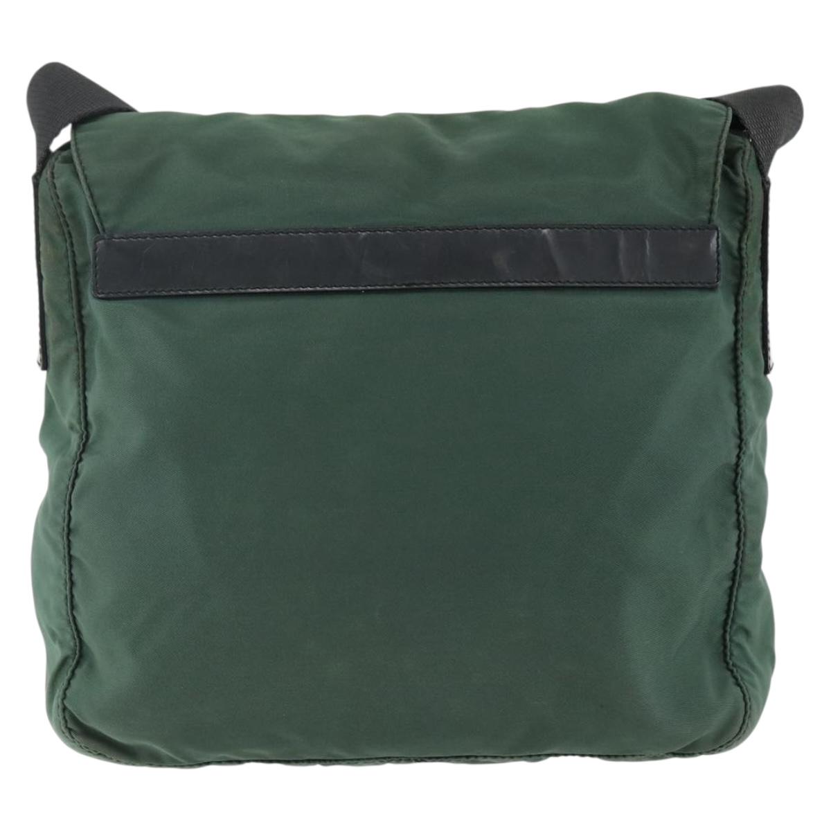 PRADA Shoulder Bag Nylon Green Silver Auth ARZ561