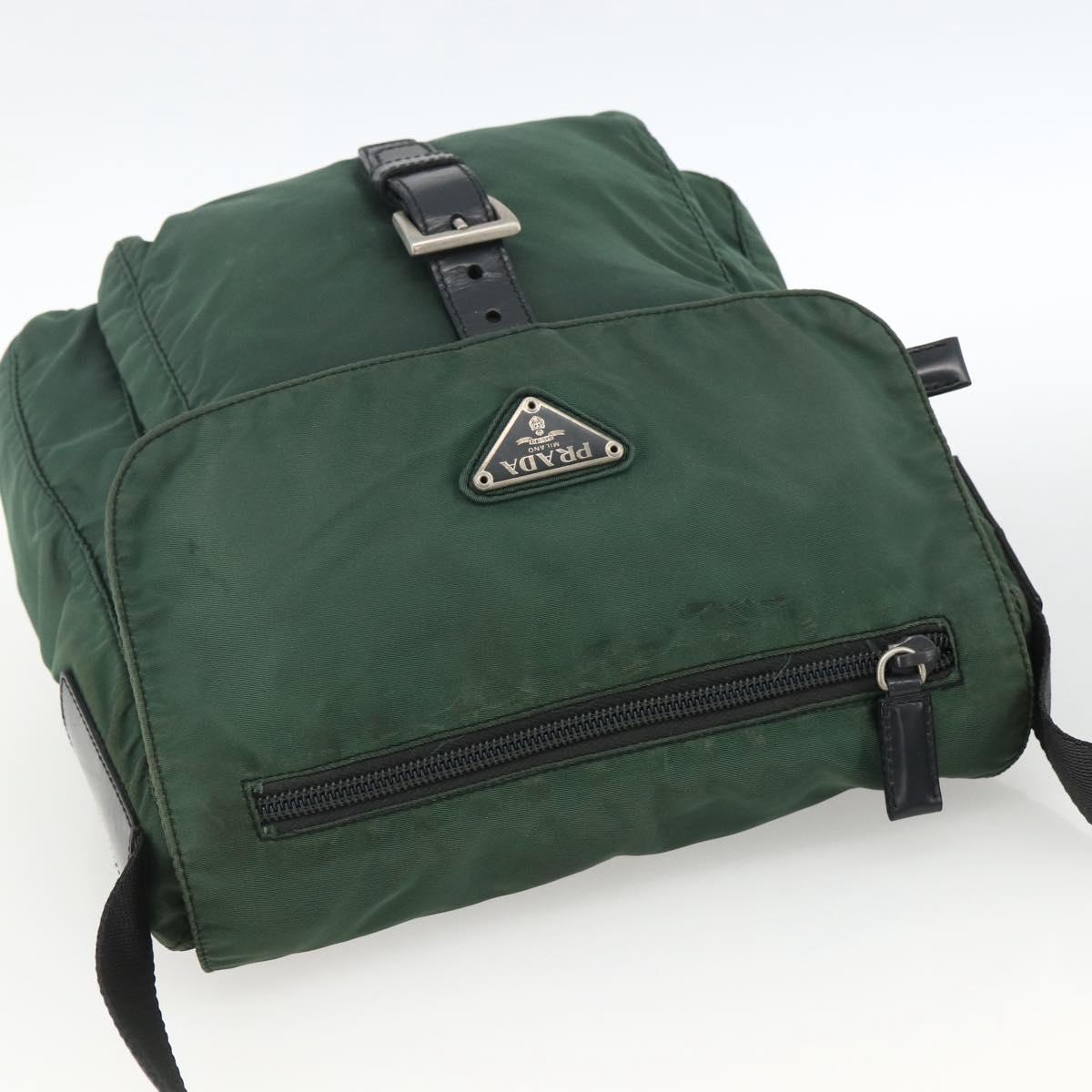 PRADA Shoulder Bag Nylon Green Silver Auth ARZ561