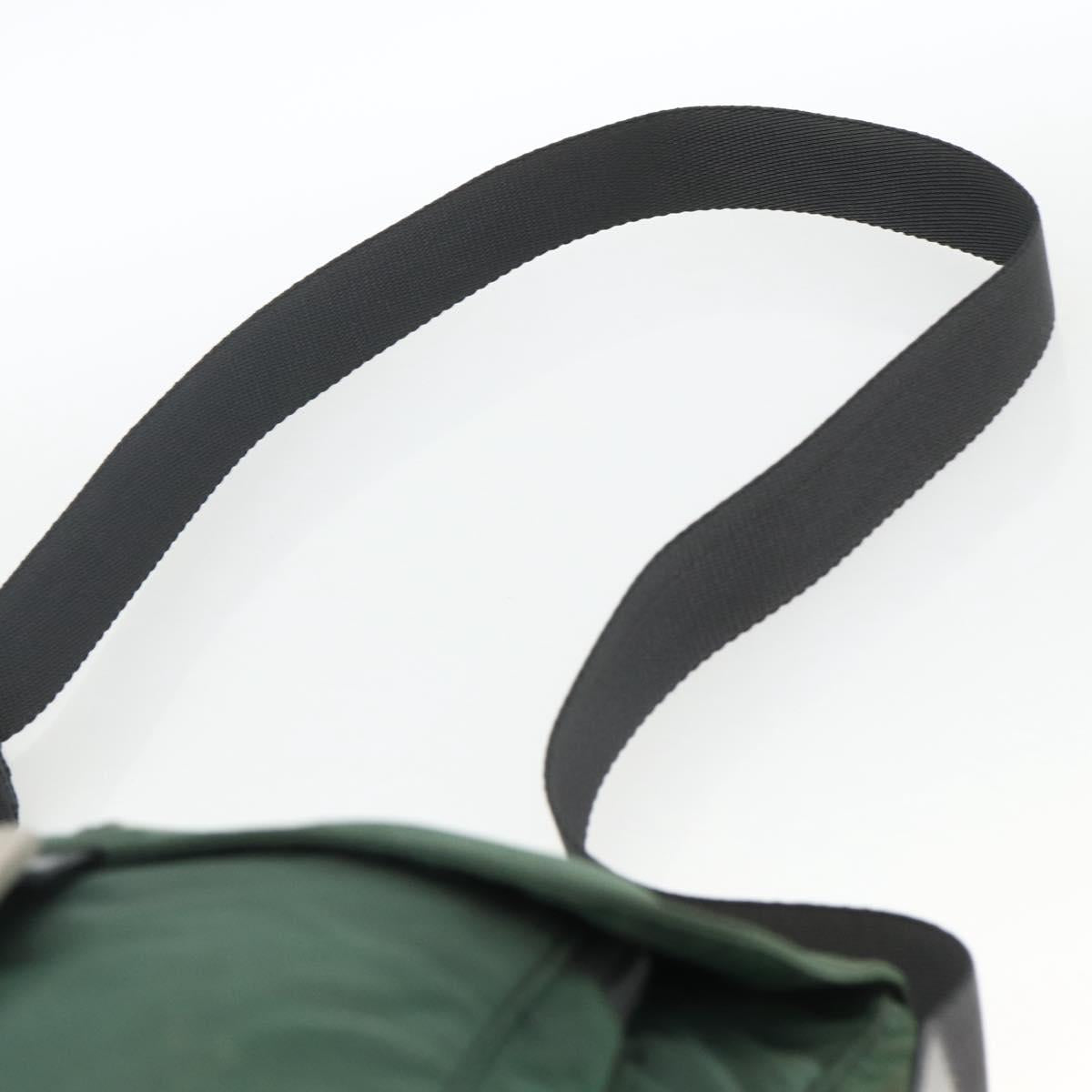 PRADA Shoulder Bag Nylon Green Silver Auth ARZ561