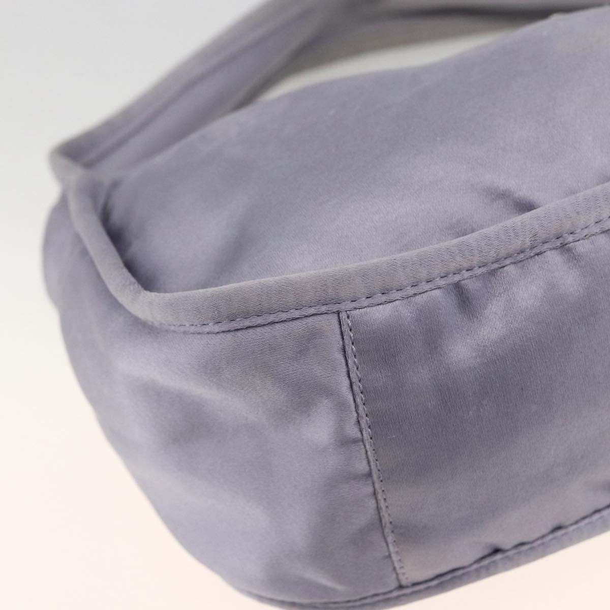 PRADA Pouch Hand Bag Satin Purple Silver Auth ARZ573A