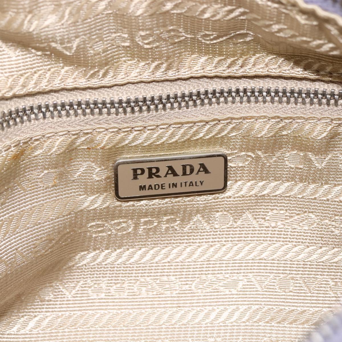 PRADA Pouch Hand Bag Satin Purple Silver Auth ARZ573A