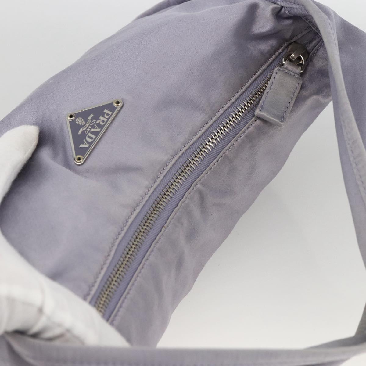PRADA Pouch Hand Bag Satin Purple Silver Auth ARZ573A