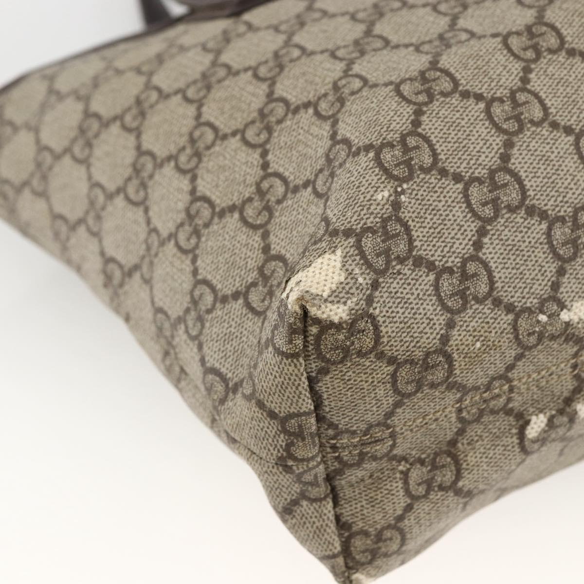 GUCCI GG Supreme Hand Bag PVC Beige Silver 181086 Auth ARZ575