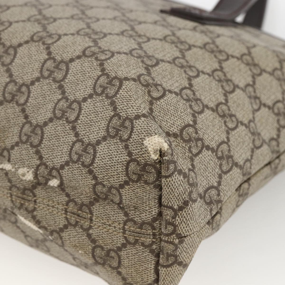 GUCCI GG Supreme Hand Bag PVC Beige Silver 181086 Auth ARZ575