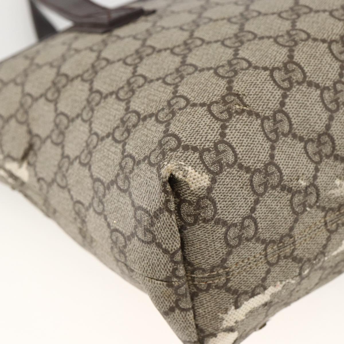 GUCCI GG Supreme Hand Bag PVC Beige Silver 181086 Auth ARZ575