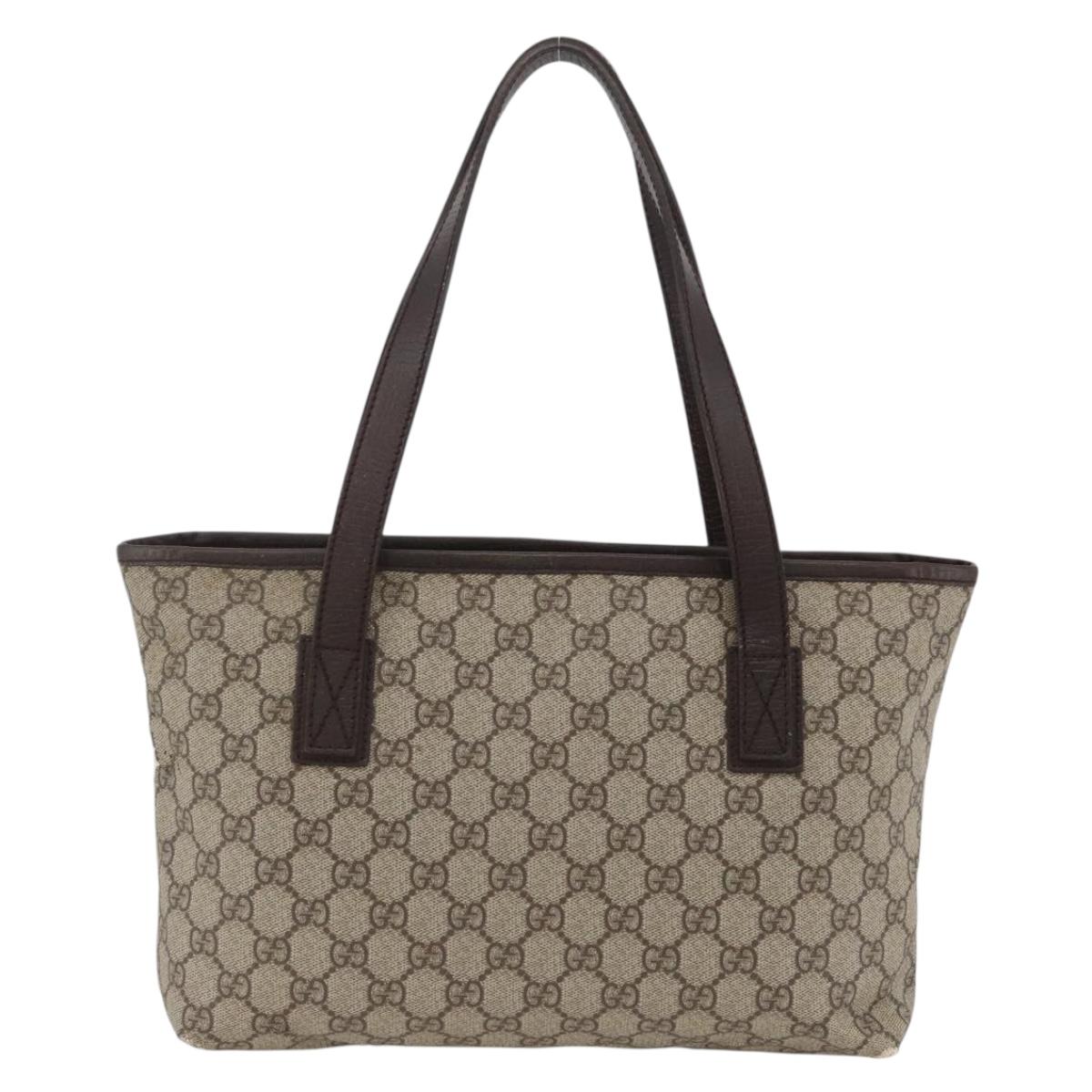 GUCCI GG Supreme Hand Bag PVC Beige Silver 181086 Auth ARZ575