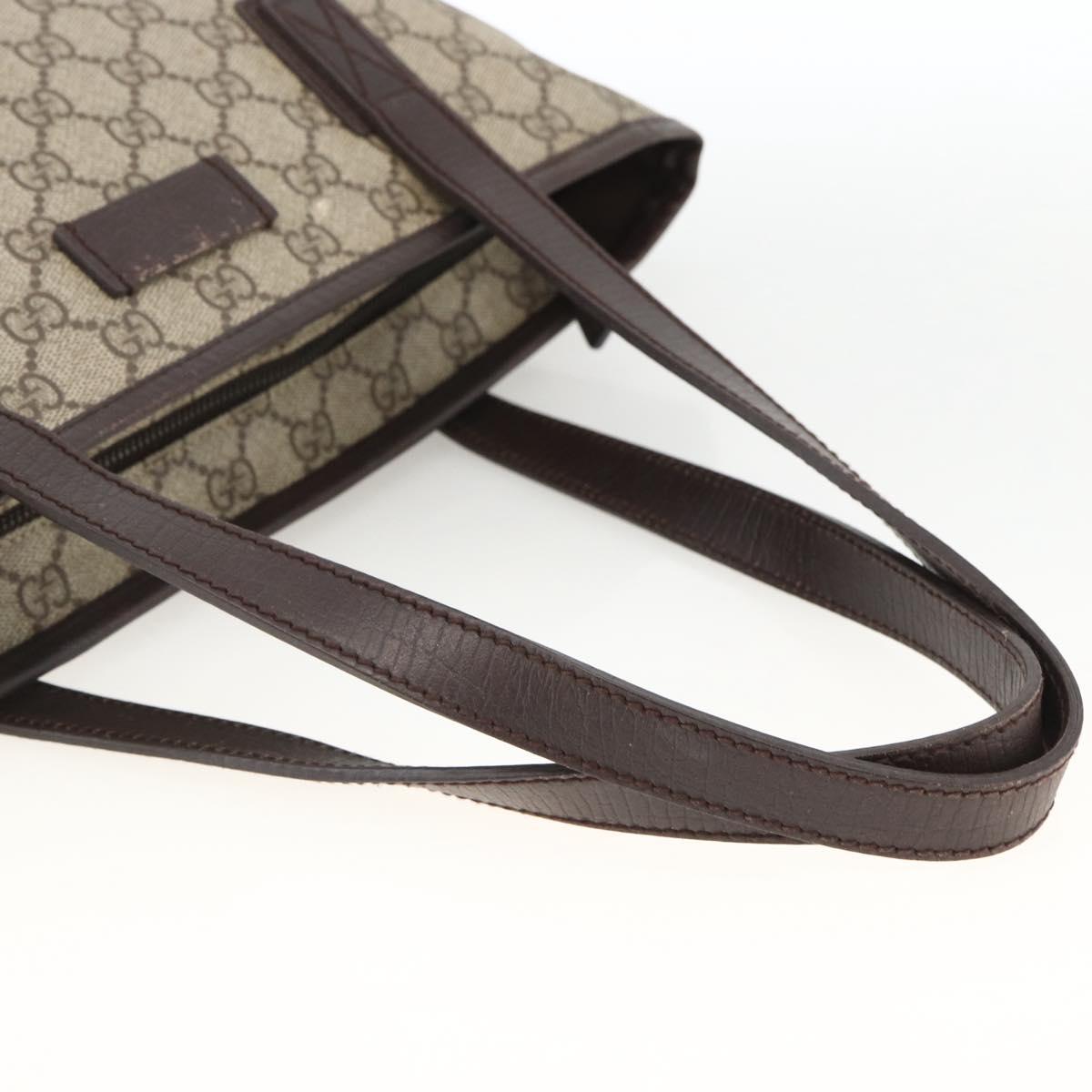 GUCCI GG Supreme Hand Bag PVC Beige Silver 181086 Auth ARZ575