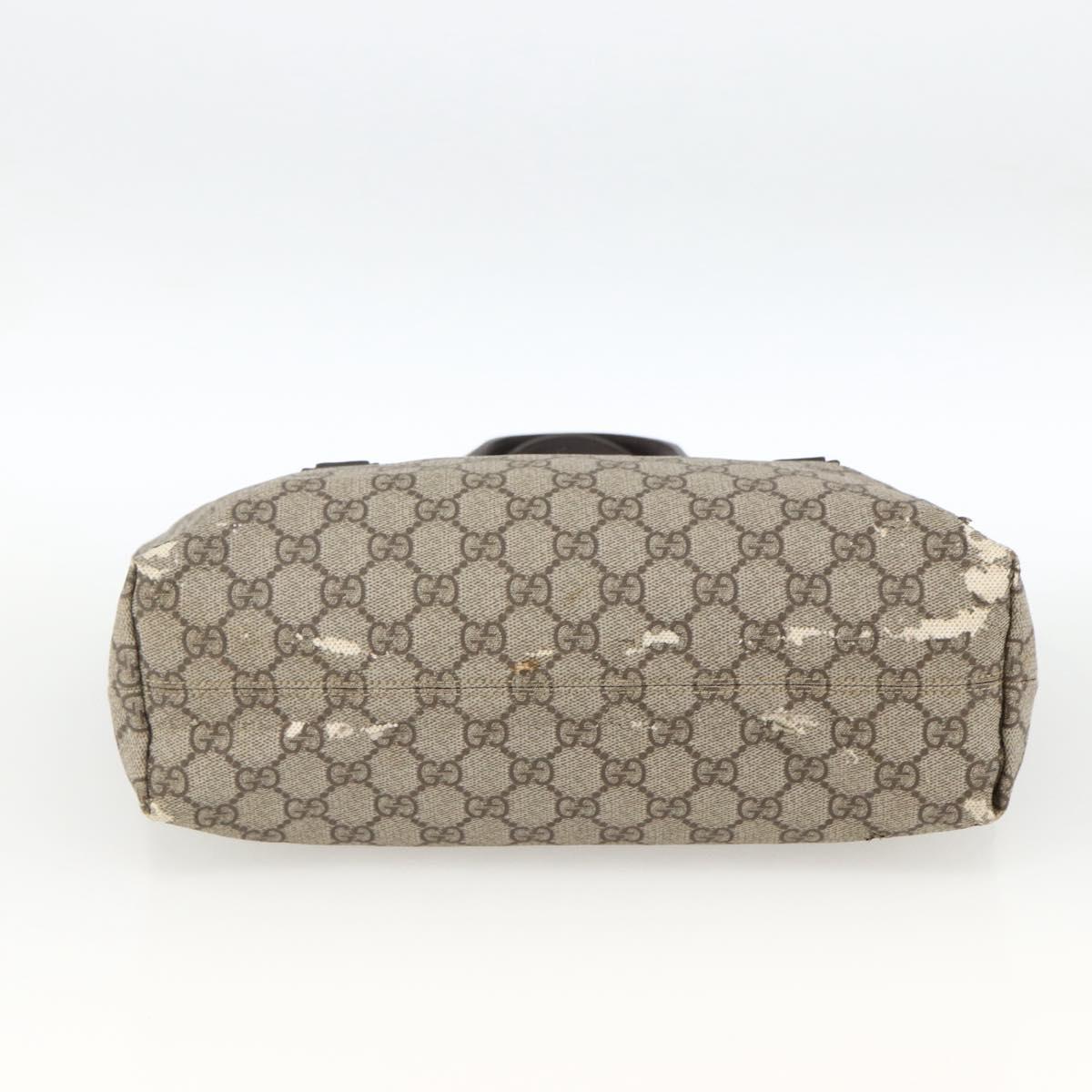 GUCCI GG Supreme Hand Bag PVC Beige Silver 181086 Auth ARZ575