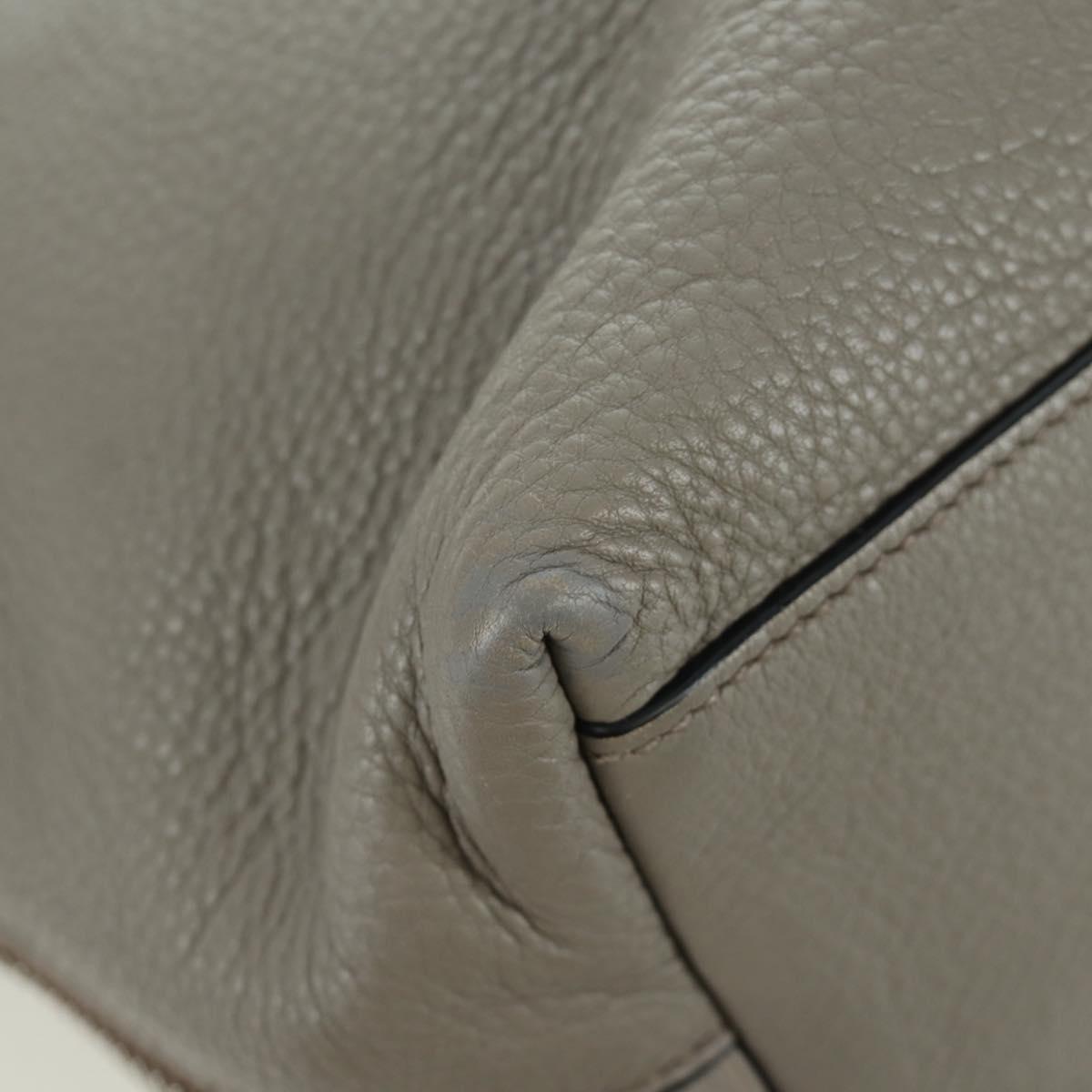PRADA Tote Bag Leather Gray Silver Auth ARZ581V