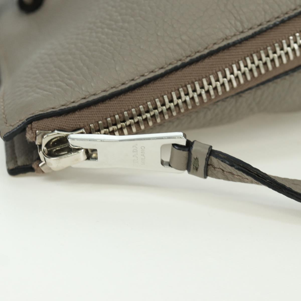 PRADA Tote Bag Leather Gray Silver Auth ARZ581V