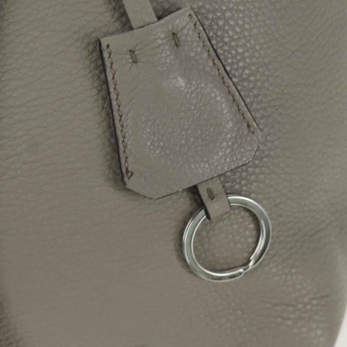 PRADA Tote Bag Leather Gray Silver Auth ARZ581V