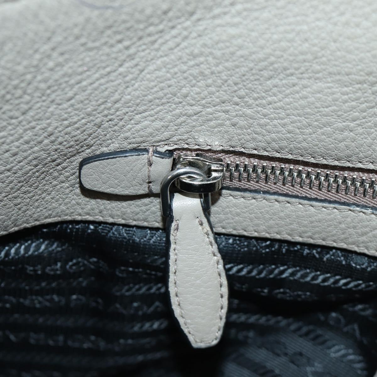 PRADA Tote Bag Leather Gray Silver Auth ARZ581V