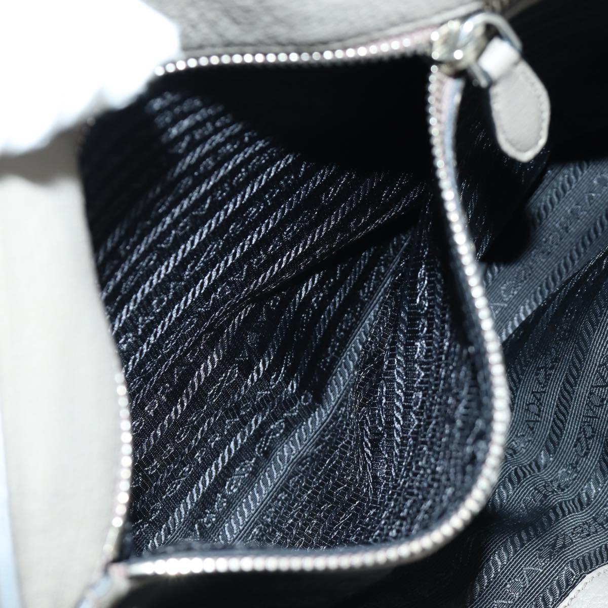 PRADA Tote Bag Leather Gray Silver Auth ARZ581V