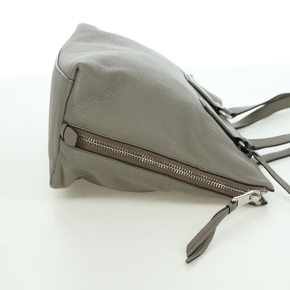 PRADA Tote Bag Leather Gray Silver Auth ARZ581V