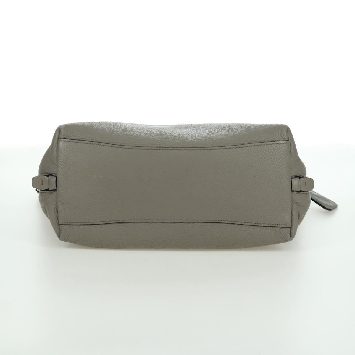 PRADA Tote Bag Leather Gray Silver Auth ARZ581V
